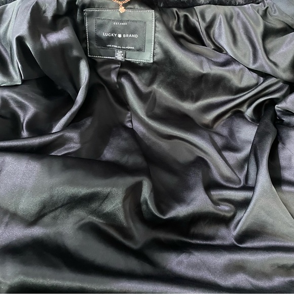 NWOT-Black Silky Faux Fur with Rose Gold Oversized Jacket S - Picture 8 of 12